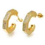 Rack Plating C-Shaped Brass Pave Clear Cubic Zirconia Stud Earrings