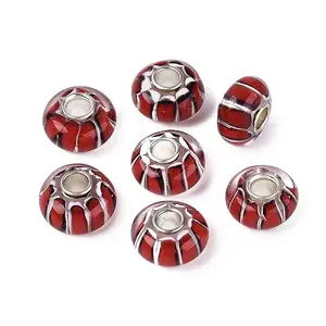 Handmade Lampwork & Brass Core European Beads