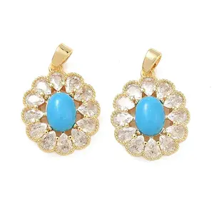 Brass Micro Pave Clear Cubic Zirconia Pendants