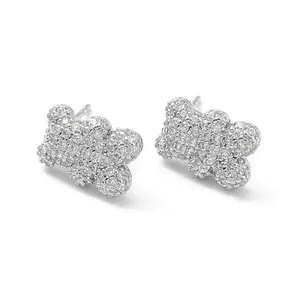 Bear Rack Plating Brass Cubic Zirconia Stud Earrings for Women