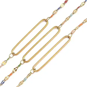 304 Stainless Steel Enamel Dapped Chain Oval Link Chains