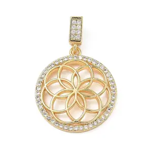 Brass Micro Pave Clear Cubic Zirconia Pendants