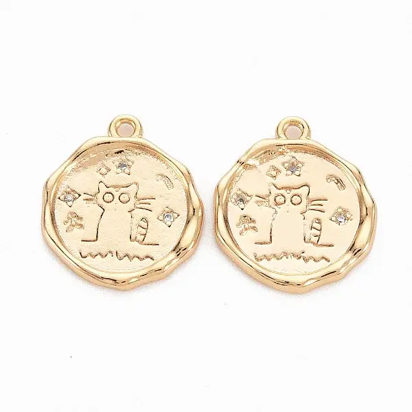 Brass Micro Pave Clear Cubic Zirconia Pendants