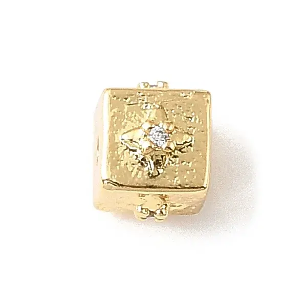 Brass Micro Pave Cubic Zirconia Beads