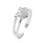 Clear Cubic Zirconia Heart with Word Amor Open Cuff Ring
