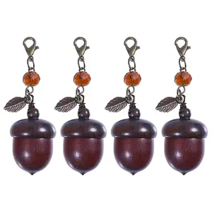 4Pcs Wood & Glass Pendant Decoration