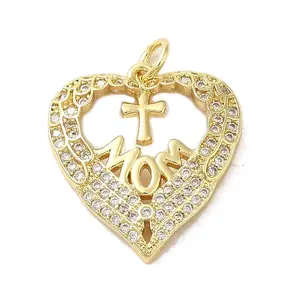 Mother's Day Brass Micro Pave Clear Cubic Zirconia Pendants
