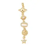 Tassel Brass Micro Pave Clear Cubic Zirconia Big Pendants