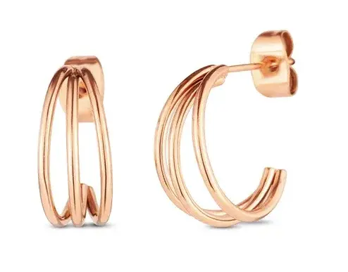 Vuch Elegantní kruhové náušnice z pozlacené oceli Elegy Rose Gold