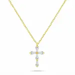 Brilio Silver Oslnivý pozlacený náhrdelník pro ženy Křížek NCL198Y