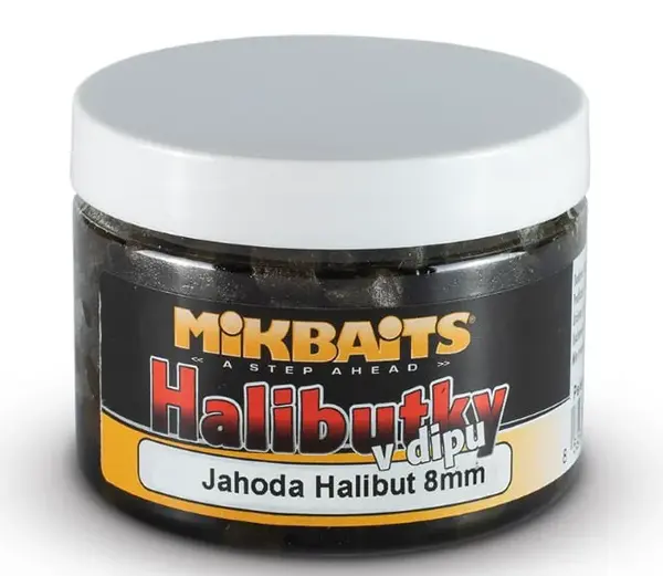Mikbaits pelety halibutky v dipu 8 mm 150 ml - jahoda halibut