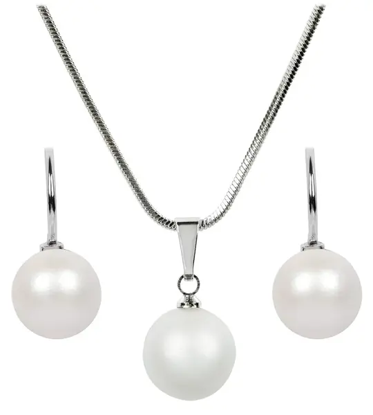 Levien Sada náhrdelníku a náušnic Pearl Pearlescent White SET-041