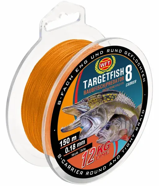 Wft splétaná šňůra tf8 raubfisch predator oranžová 150 m - 0,12 mm 8 kg