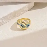 Oversized Brass Enamel Wide Band Chunky Rings for Women Holiday Travel Jewelry