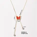 304 Stainless Steel Enamel Vintage Serpentine Chains Butterfly Pendant Necklaces