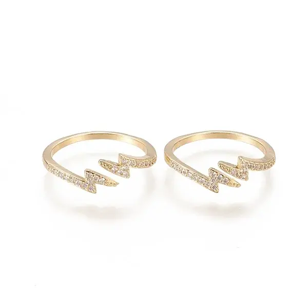 Brass Micro Pave Clear Cubic Zirconia Cuff Rings