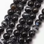 Natural Black Agate Bead Strands