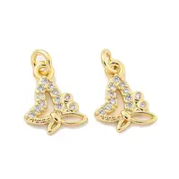 Brass Micro Pave Clear Cubic Zirconia Charms