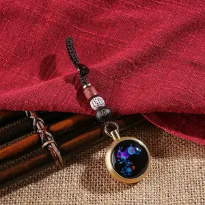 Luminous Brass & Lampwork Twelve Zodiac Turning Pendant Decorations