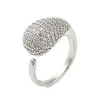 Teardrop Brass Micro Pave Clear Cubic Zirconia Open Cuff Rings for Women