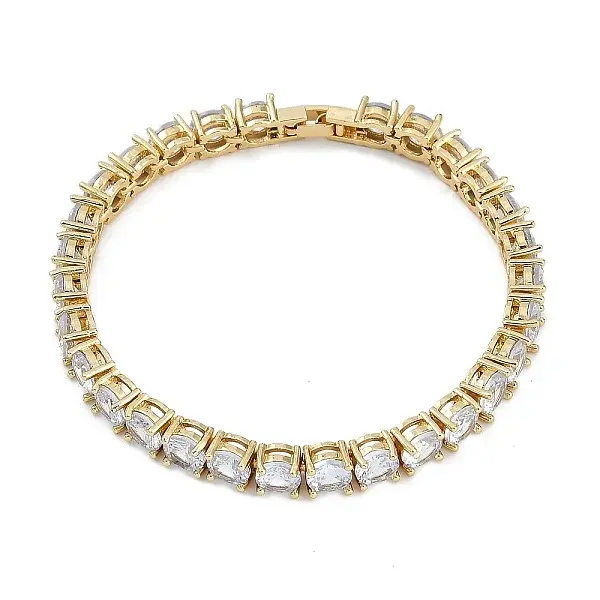 Rack Plating Brass Micro Pave Cubic Zirconia Chain Bracelets