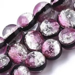 Handmade Silver Foil Glass Lampwork Beads Strands