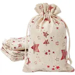 Christmas Jute Cloth Star Print Storage Pouches