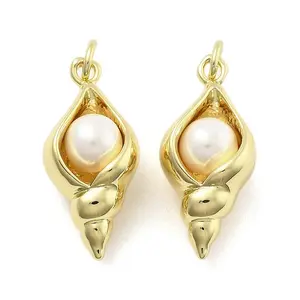Brass with ABS Plastic Pearl Pendants