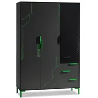 Třídveřová skříň se zásuvkami diego - černá, zelená