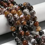 Faceted Natural Fire Crackle Agate Beads Strands
