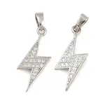Lightning Bolt Brass Micro Pave Cubic Zirconia Pendants