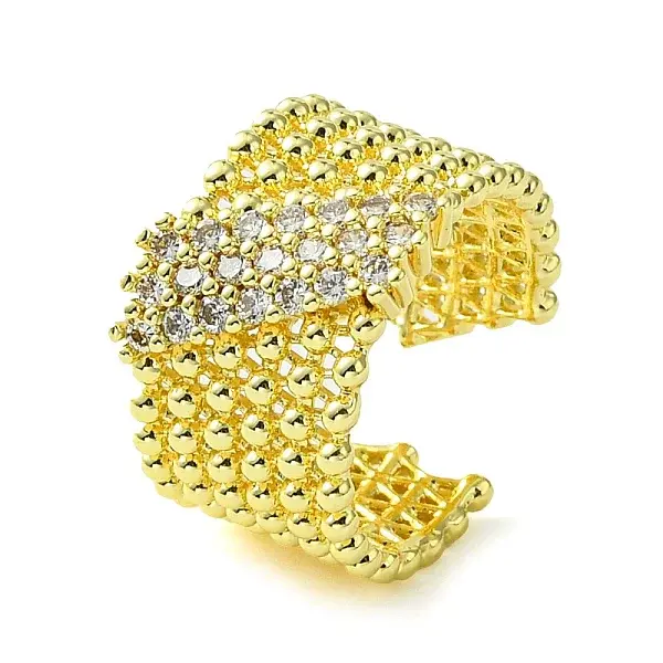 Brass Micro Pave Cubic Zirconia Open Cuff Rings