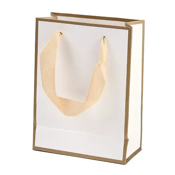 Rectangle Paper Bags with Ribbon Handles