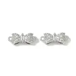 Brass Micro Pave Clear Cubic Zirconia Connector Charms
