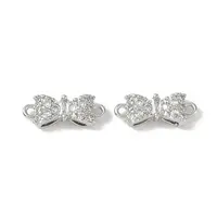 Brass Micro Pave Clear Cubic Zirconia Connector Charms