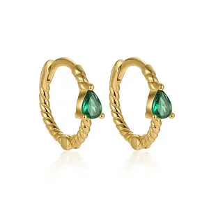 Simple Twisted Water Drop Hoop Earrings