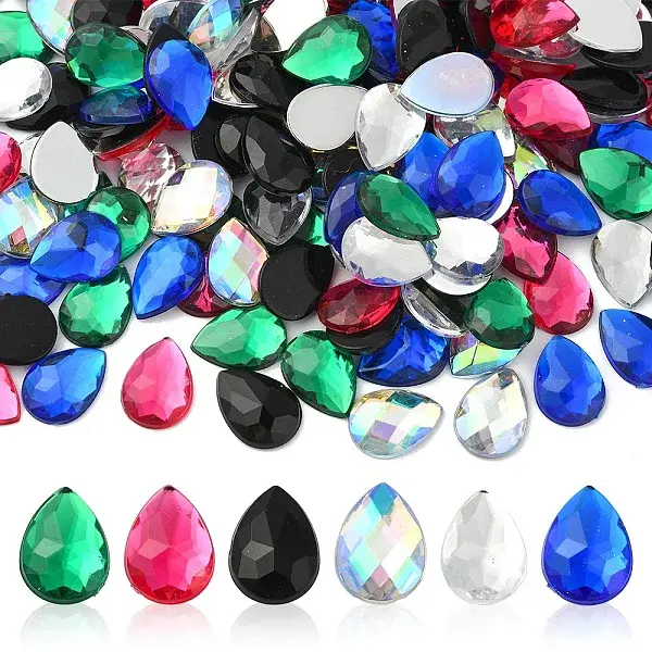 180Pcs 6 Colors Acrylic Rhinestone Flat Back Cabochons
