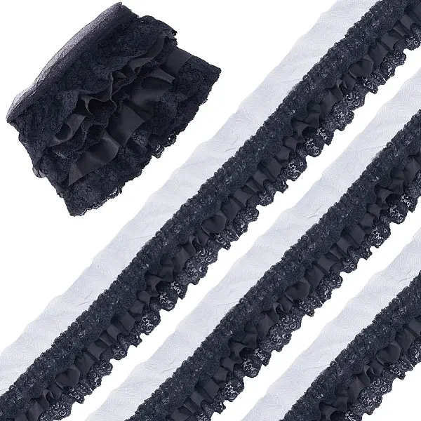 2 Yards 3 Layer Pleated Chiffon Lace Trim
