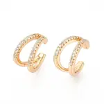 Brass Micro Pave Clear Cubic Zirconia Cuff Earrings