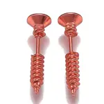 PVD Vacuum Plating 304 Stainless Steel Unisex Punk Hip-hop Rock Nail Shape Screw Pierced Stud Earrings