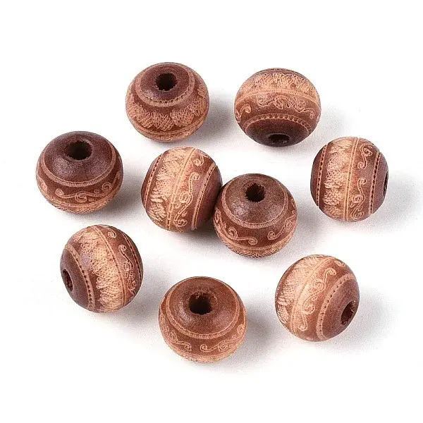 Painted Natural Wood Beads