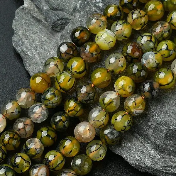 Natural Dragon Veins Agate Beads Strands