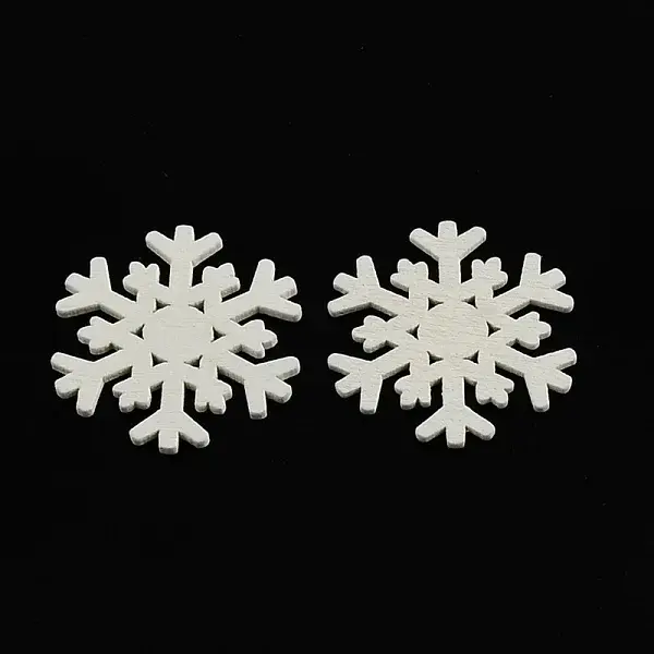 Dyed Snowflake Wood Cabochons