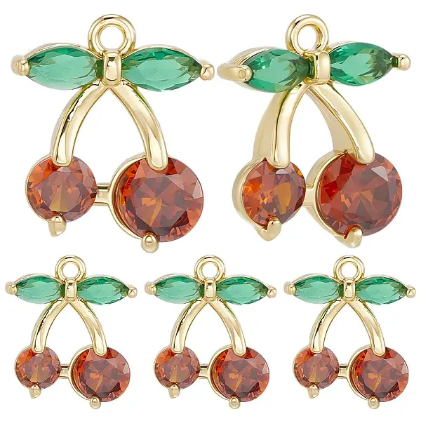 10Pcs Brass Micro Pave Cubic Zirconia Charms