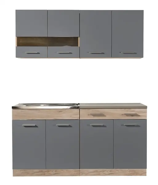Kuchynská linka 160 lorna-dub šedý/šedá - bez pracovnej dosky