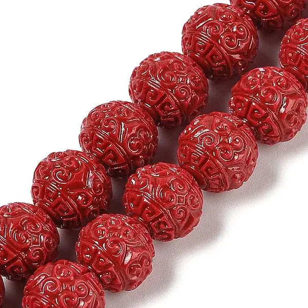 Synthetic Coral Carved Beads Strands