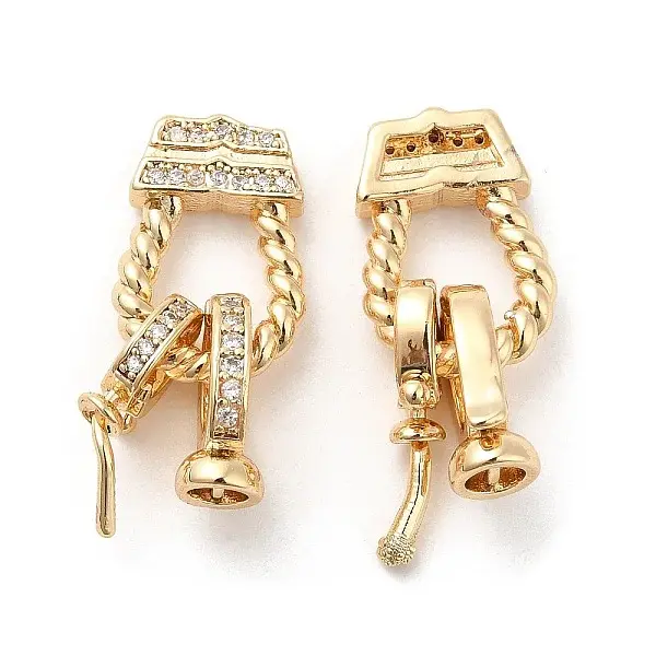 Brass Micro Pave Clear Cubic Zirconia Fold Over Clasps