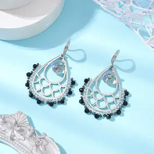 Natural Black Onyx Boho Dangle Earrings