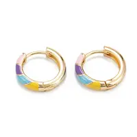 Brass Enamel Hoop Earrings