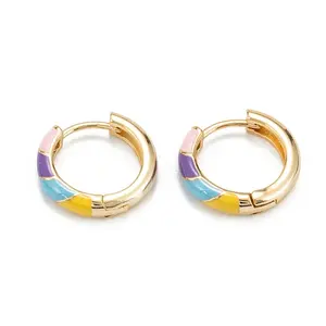 Brass Enamel Hoop Earrings
